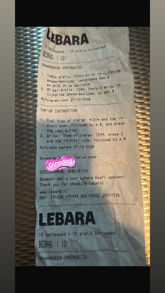 Lebara tegoedbon, Verzenden, Nieuw, Overige providers, Prepaidkaart