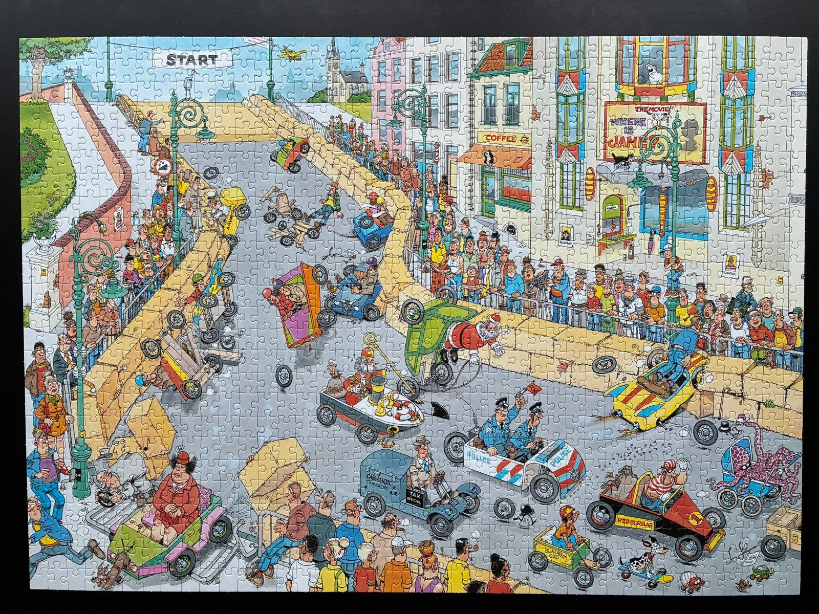 Jan van Haasteren - Zeepkistenrace (1000st) ruilen of bieden, Hobby en Vrije tijd, Ophalen of Verzenden, 500 t/m 1500 stukjes