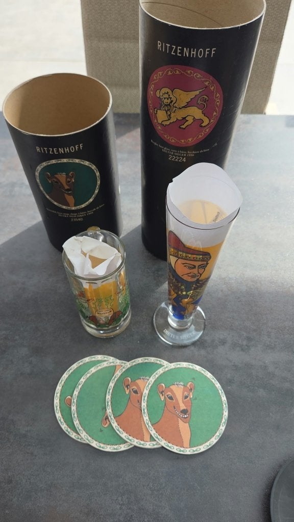 Ritzenhoff design glazen Dieter Sieger 1996 + kokers, Ophalen of Verzenden, Zo goed als nieuw, Overige typen