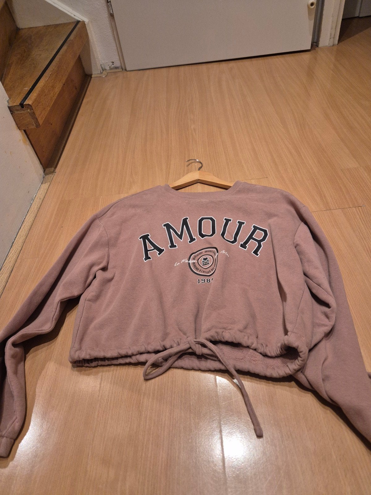 Bien Bleu Basics Amour Cropped Sweater Maat S, Bien Bleu Basics, Ophalen of Verzenden, Zo goed als nieuw, Roze