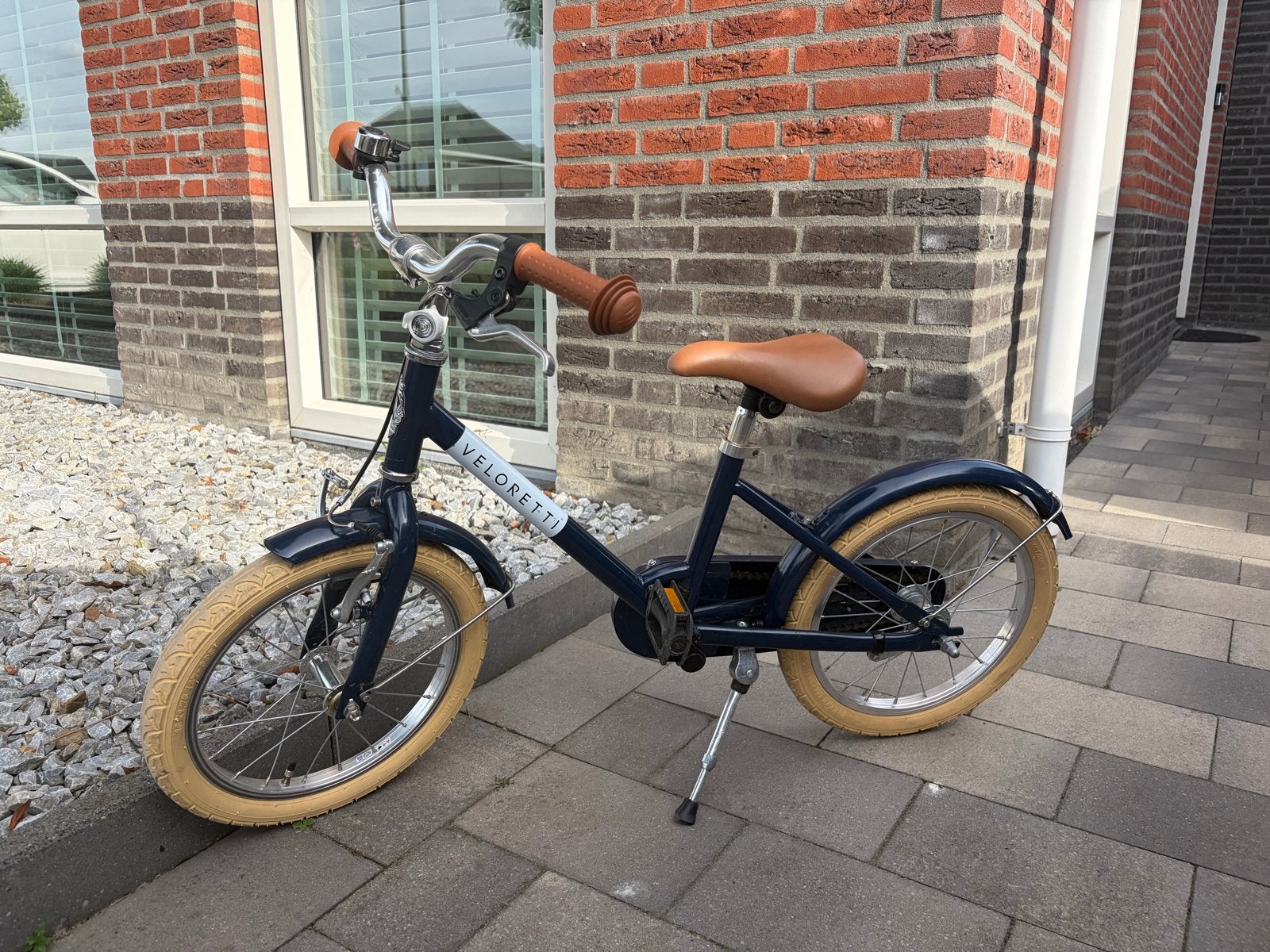 Veloretti kinderfiets 16 inch - Donkerblauw, Ophalen, Gebruikt, Velgrem, Minder dan 16 inch