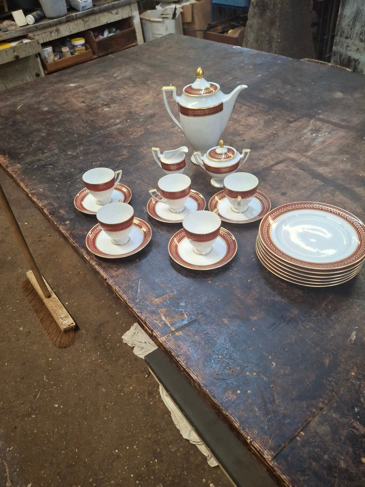 Servies Koninklijke Tettau: 5 kop en schotels, 6 gebakborden, Antiek en Kunst, Ophalen