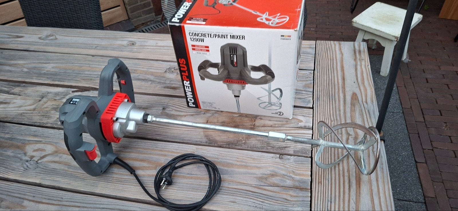 Powerplus Beton/Verf Mixer 1200W - in doos, Ophalen of Verzenden, Zo goed als nieuw