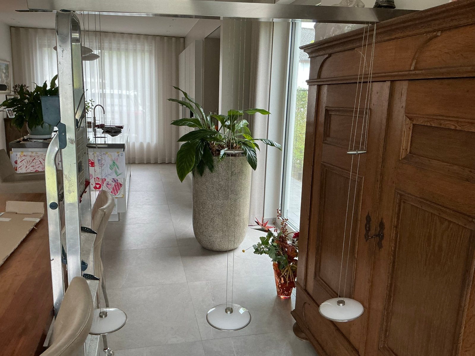 Design LED Hanglamp - Geborsteld RVS met Opaalglas, Huis en Inrichting, Ophalen of Verzenden, Gebruikt, Glas, 75 cm of meer