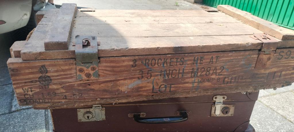 Vintage Houten Munitiekist - 3.5 inch M28A2 Raketten, Ophalen of Verzenden, Kist of Geocache