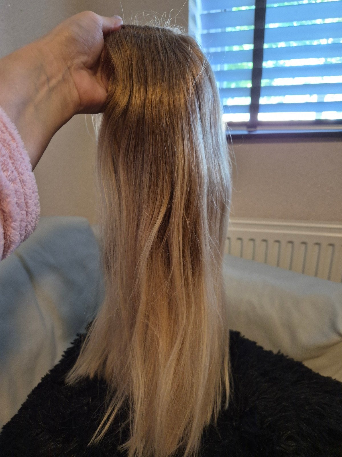lace wig pruik echt haar haarwerk ombre, Verzenden, Zo goed als nieuw, Pruik of Haarverlenging
