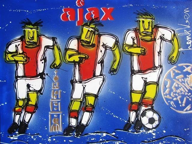 Schilderij Ajax Amsterdam nr 423, Gesigneerd, Abstract, Acrylverf, Ophalen of Verzenden