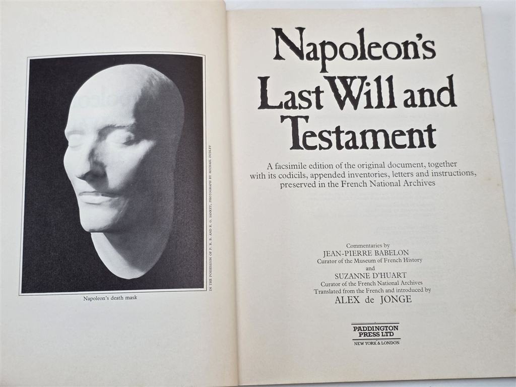 Napoléon\'s Last Will — Testament Facsimile, Groot Formaat, Ophalen of Verzenden, Gelezen, Europa