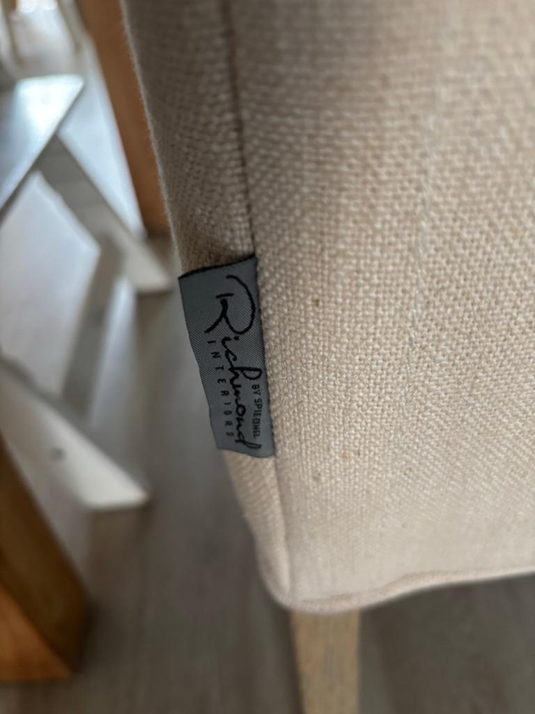 Teak eettafel met 4/6 Richmond stoelen met armleuningen, Huis en Inrichting, Ophalen, Gebruikt, Overige kleuren, Landelijk