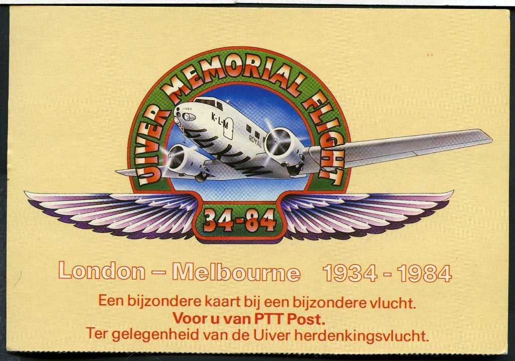 Nederland Uiver London-Melbourne Vliegtuig achter pzh RIMA, Verzamelen, Verzenden, 1980 tot heden, Gelopen, Overige thema's