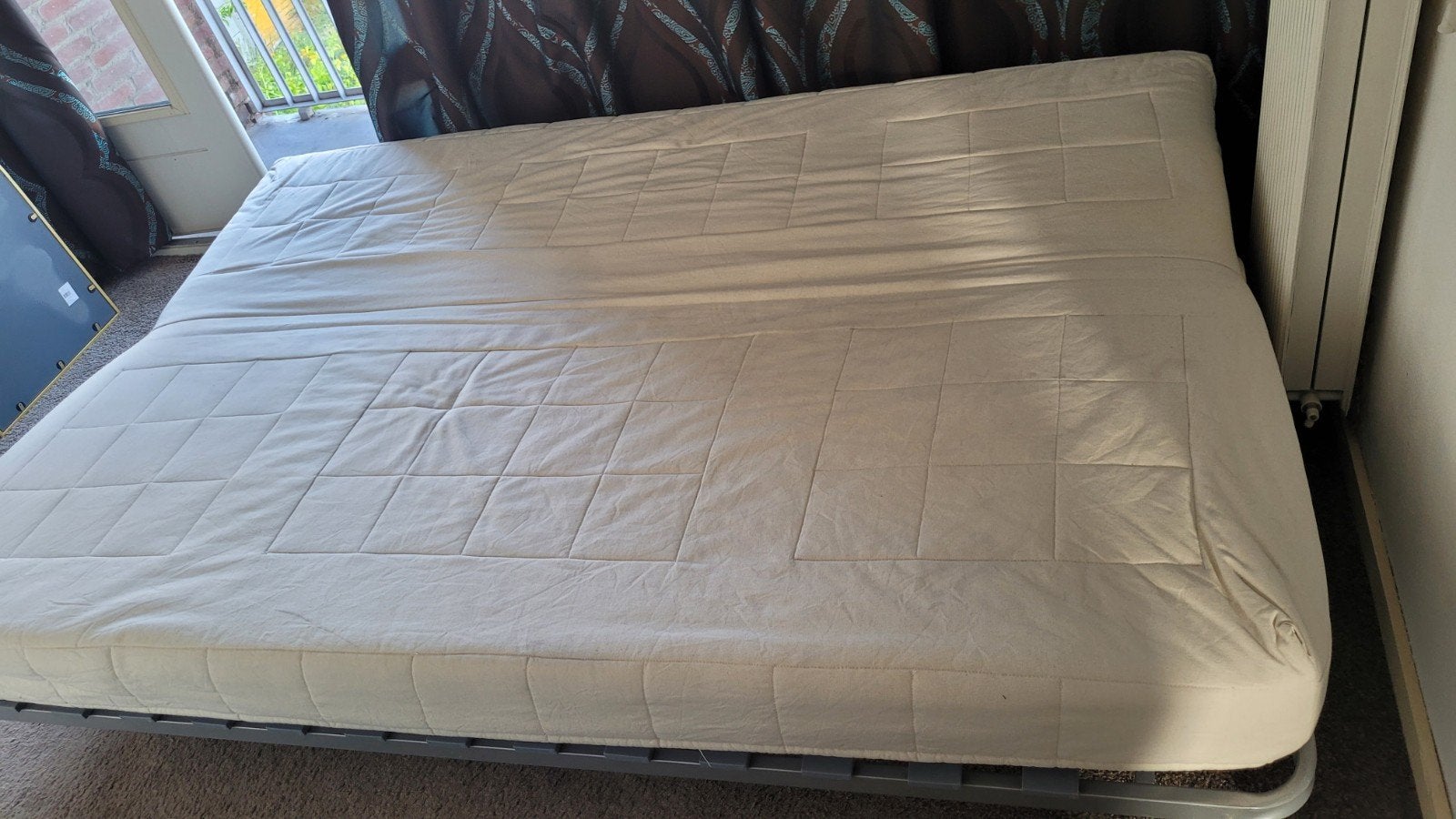 Bedbank Ikea | 1.40 bij 2m | met lattenbodem, Ophalen, Gebruikt, Wit, Tweepersoons