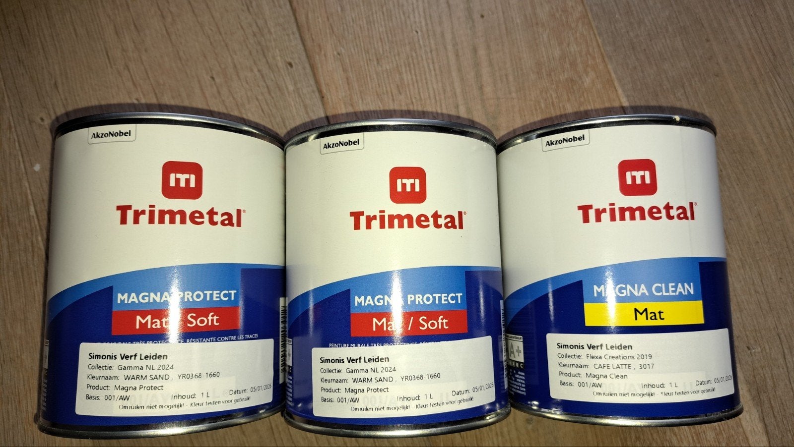 Trimetal Muurverf - Warm Sand & Cafe Latte, Doe-het-zelf en Verbouw, Verf, Beits en Lak, Minder dan 5 liter, Ophalen of Verzenden