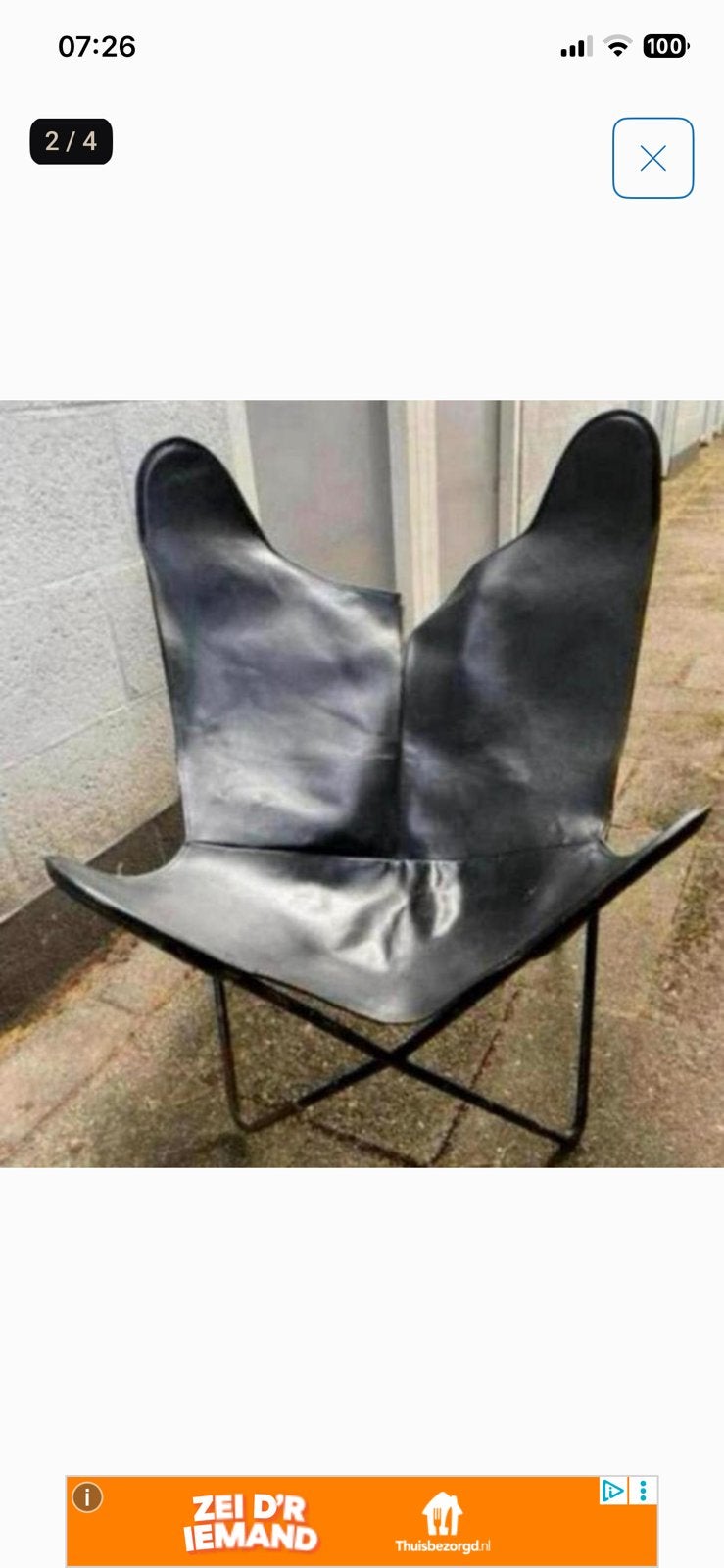 Vlinderstoel, Ophalen, Vintage design, Zwart, Zo goed als nieuw