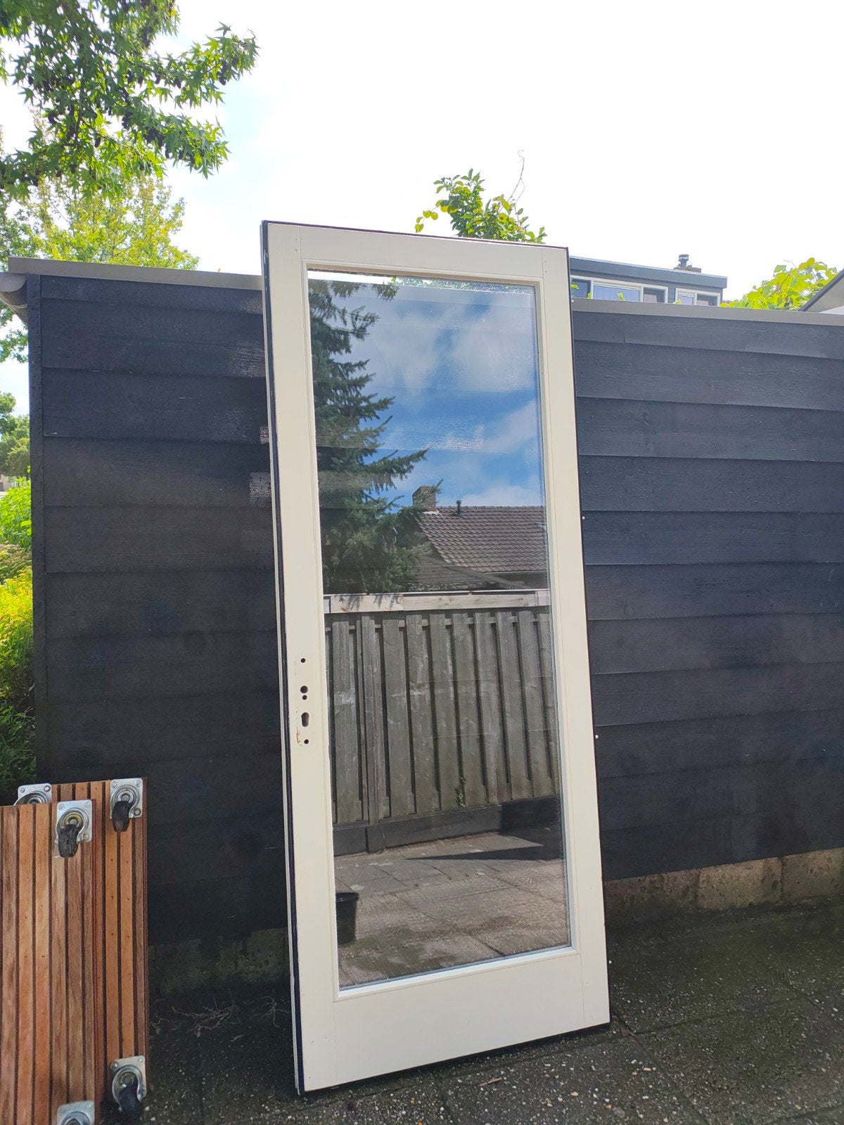 Grote Merbau Buitendeur met HR++ Glas - 233x93 cm, Ophalen, Gebruikt, 80 tot 100 cm, 215 cm of meer