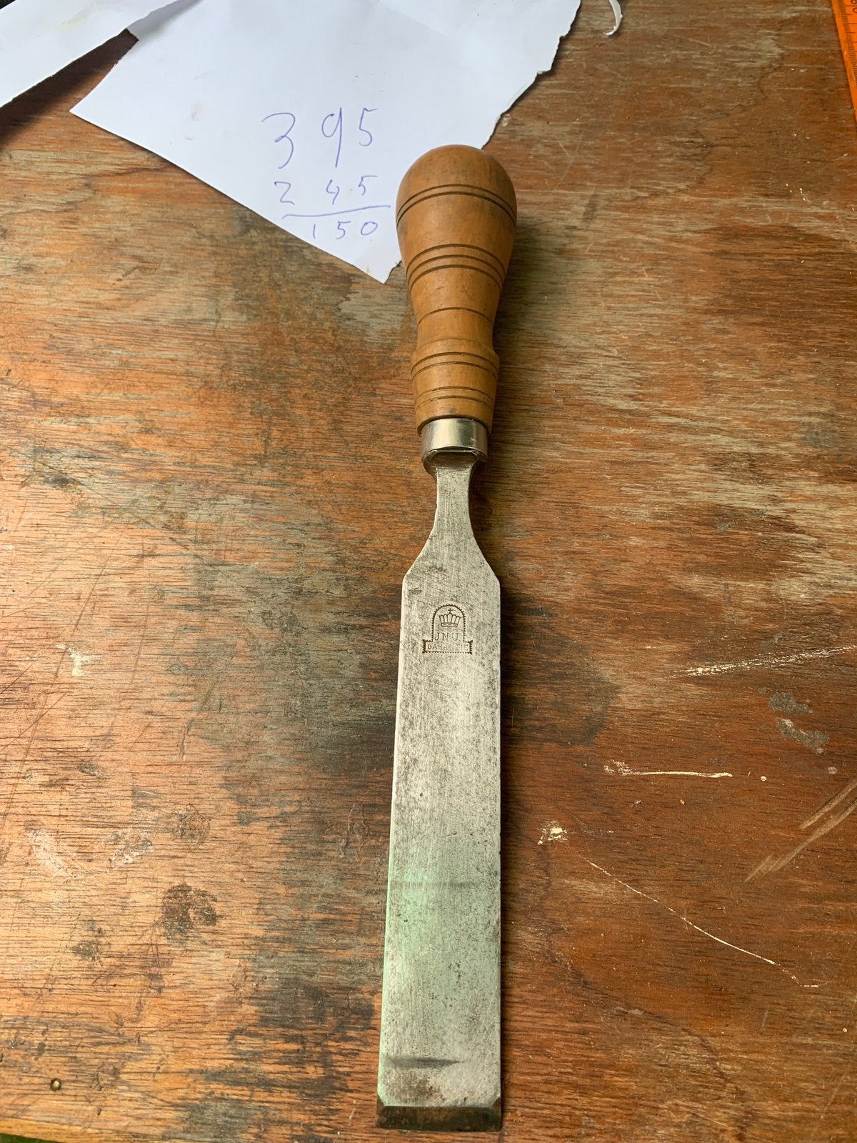 Mooie oude nooit gedagt steekbeitel 32mm 185+heft=298mm l, Ophalen of Verzenden