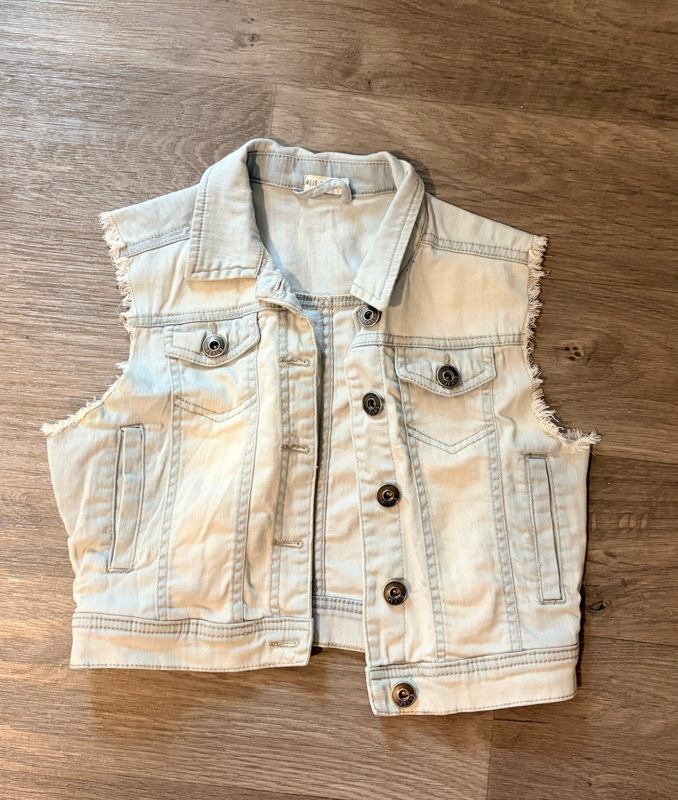 Blauw kort spijker gilet, Kleding | Dames, Bodywarmers, Ophalen of Verzenden, Zo goed als nieuw, Maat 36 (S), Blauw