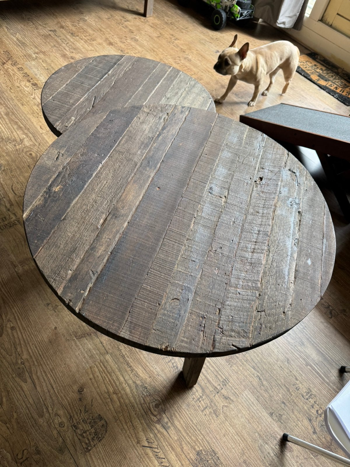 Salontafel Oud Hout set van 2 -Driftwood-, Ophalen, 100 tot 150 cm, Rond, 50 tot 100 cm