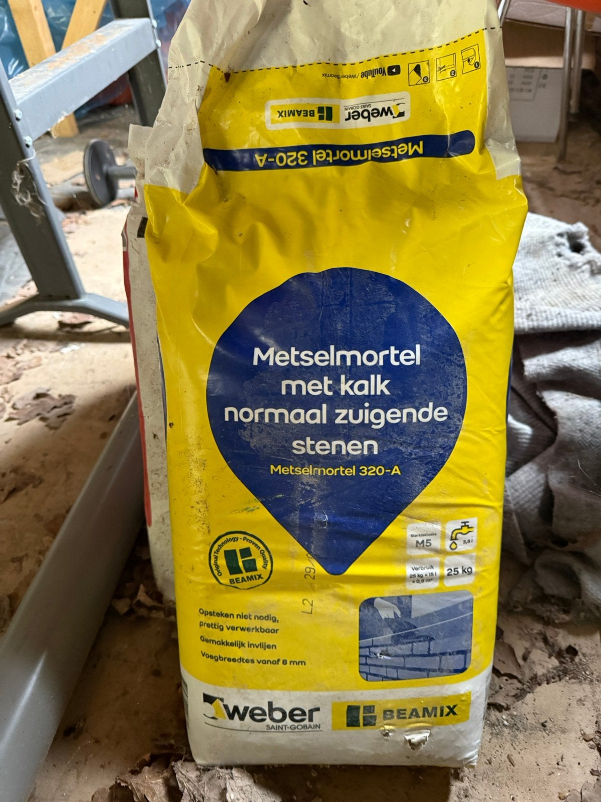 Weber Beamix Metselmortel 320-A (25 kg), Doe-het-zelf en Verbouw, Metselstenen, Ophalen, Nieuw, Overige typen