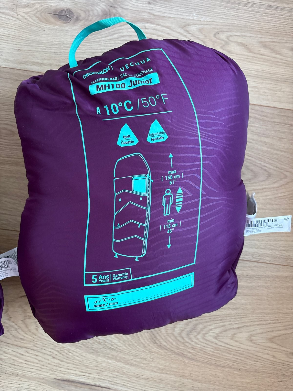 Decathlon Quechua MH100 Junior Slaapzak 10C, Caravans en Kamperen, Ophalen, Zo goed als nieuw