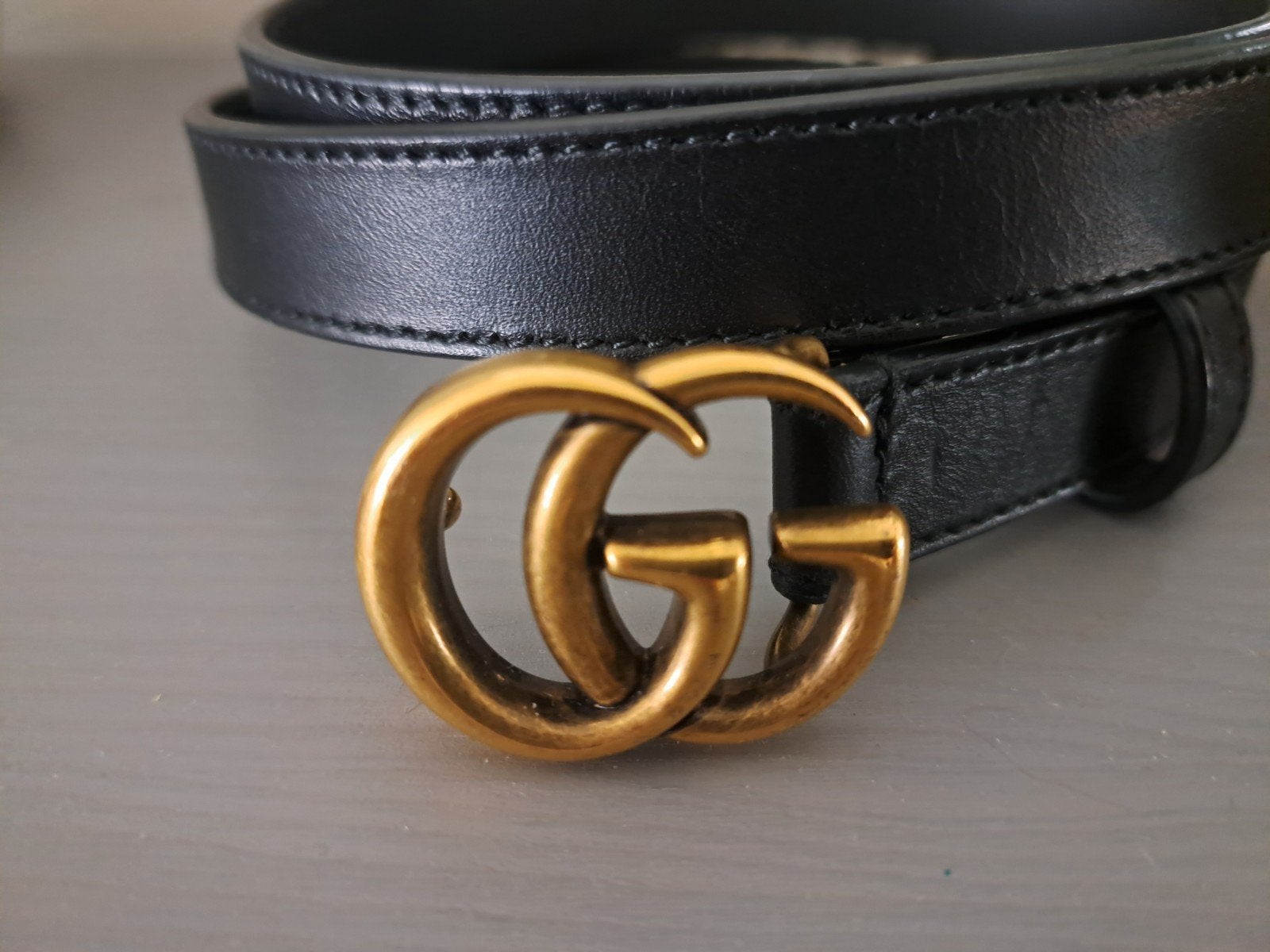 Gucci GG Marmont Leren Riem Zwart met Gouden Gesp, Kleding | Dames, 3 tot 5 cm, 90 tot 100 cm, Heupriem, Ophalen of Verzenden