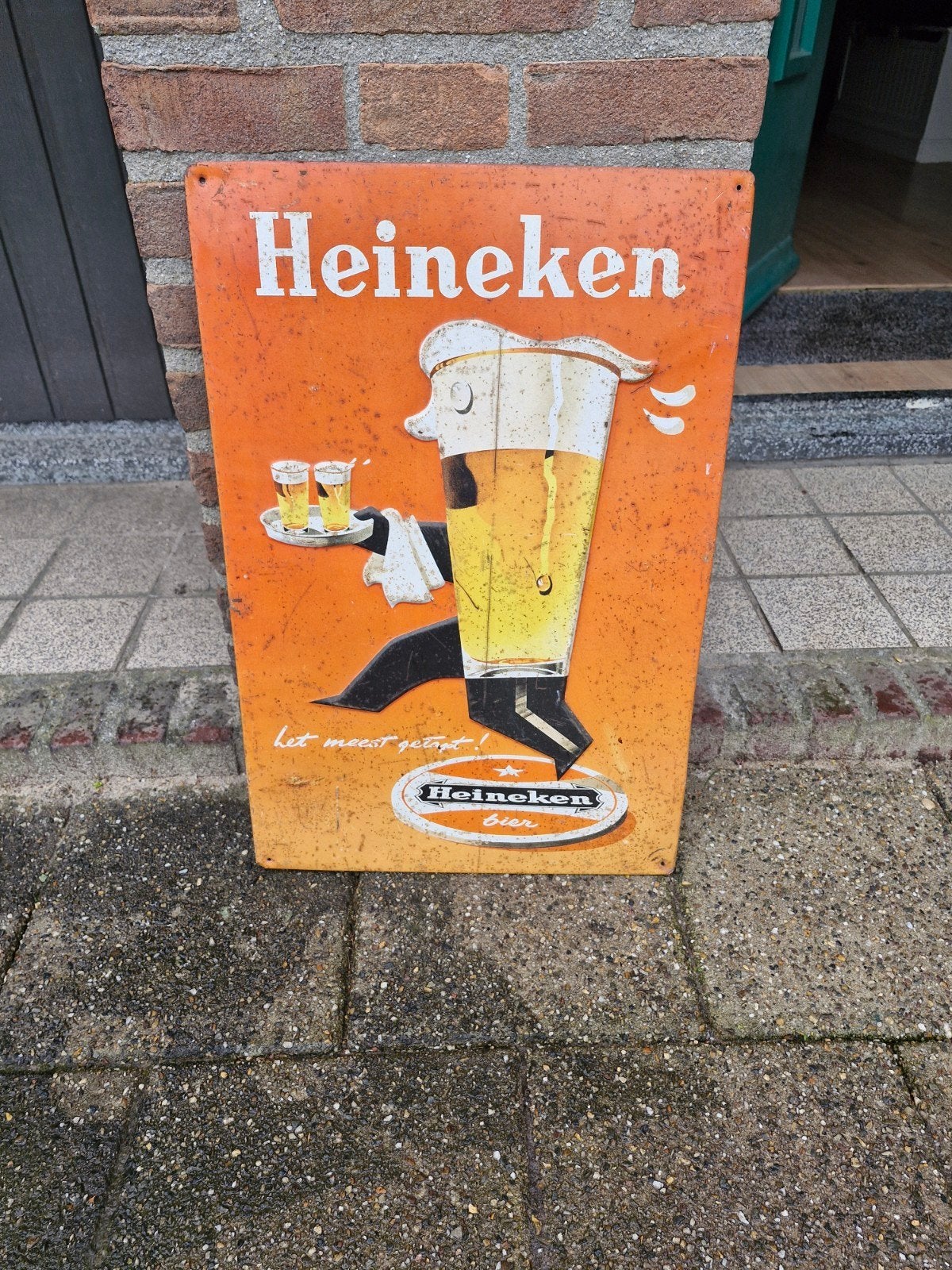 Vintage Heineken emaille reclamebord, Ophalen of Verzenden