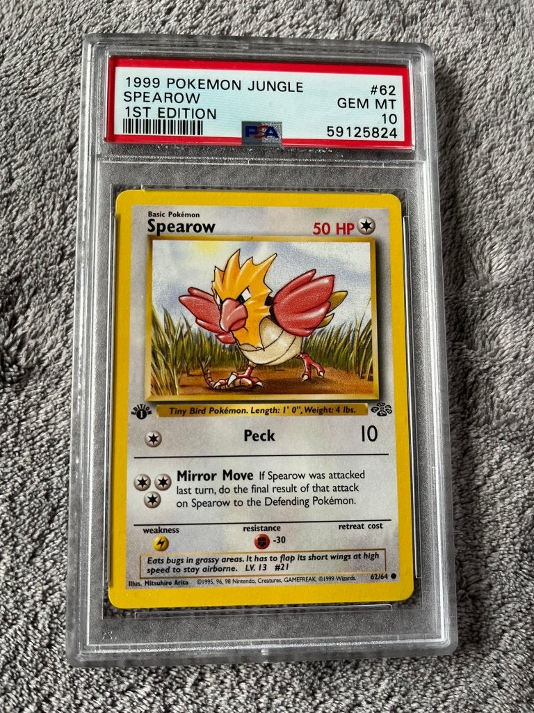 PSA 10 Pokemon 1999 Jungle Spearow  1ST Edition 62 59125824, Ophalen of Verzenden, Nieuw, Losse kaart