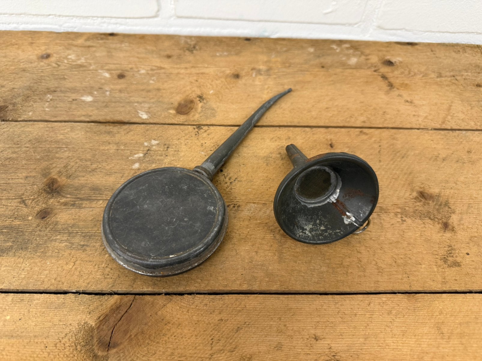 Antiek olie spuit oliespuitje met trechter gereedschap, Ophalen of Verzenden