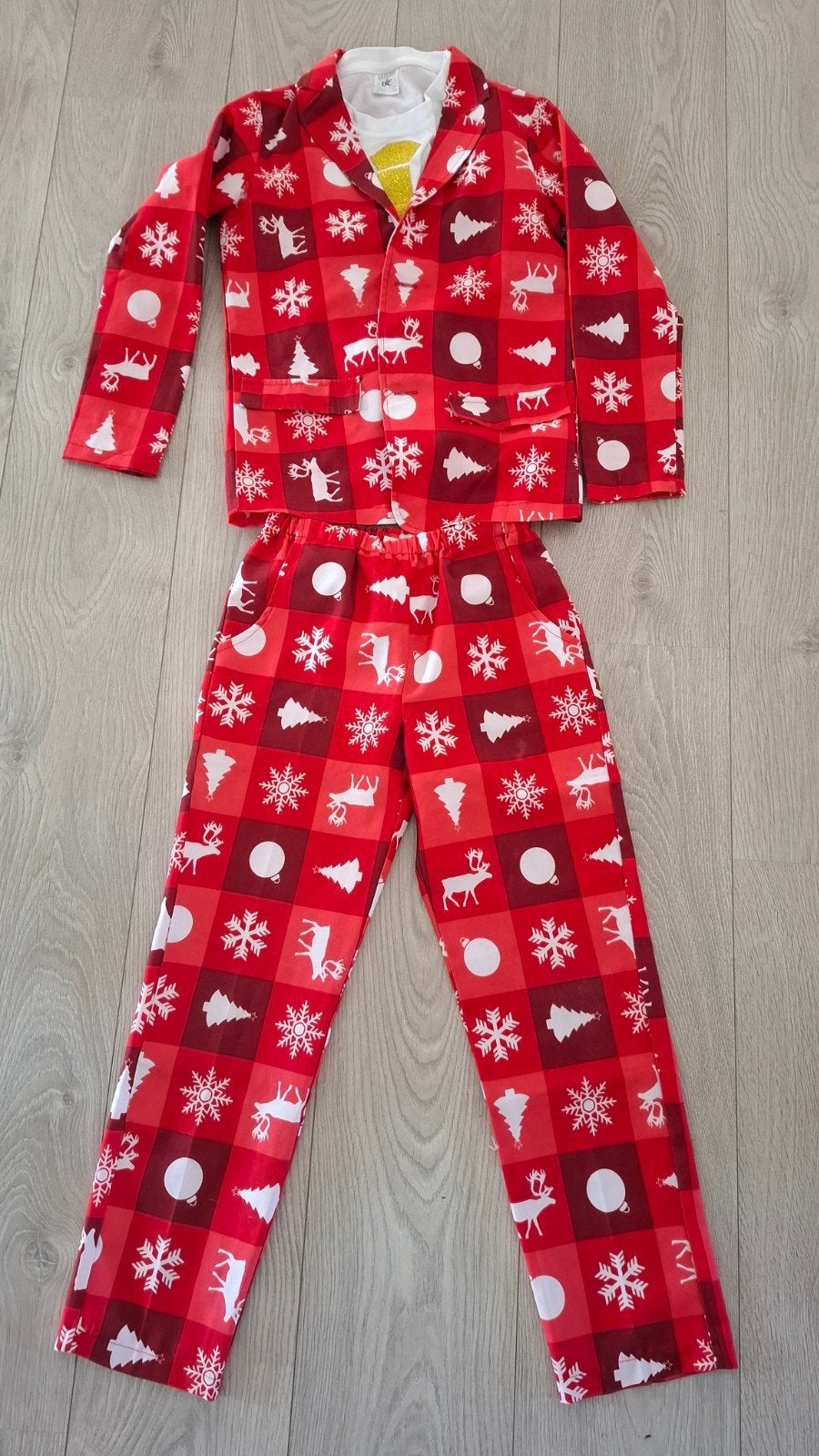 Kerstpak maat 140 met T-shirt maat 134/146, Ophalen of Verzenden, Gebruikt, Jongen of Meisje, Setje