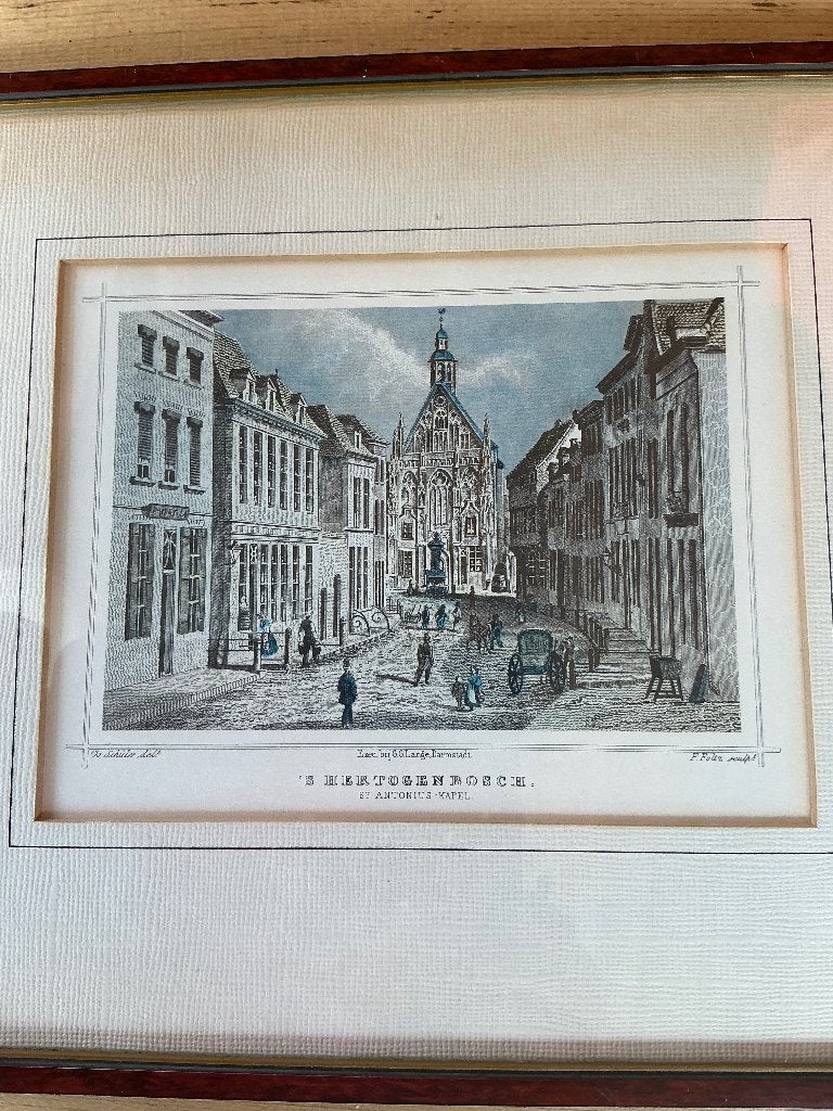 Schilderij, Ophalen, Stads- / dorpsgezicht, Papier