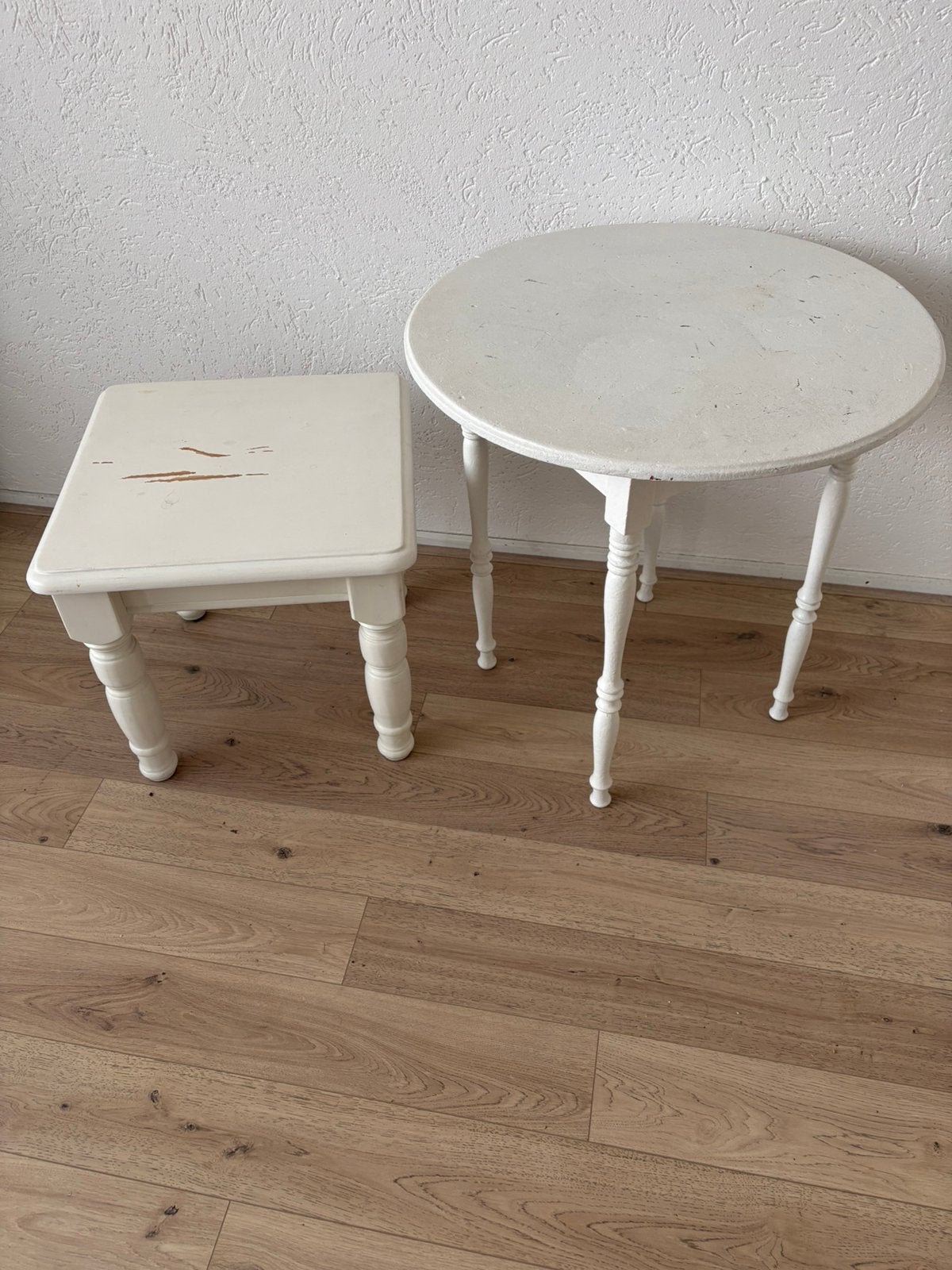 2 houten bijzettafels (OPHALEN VOOR 7 OKT.), Minder dan 55 cm, Gebruikt, Rechthoekig, Ophalen