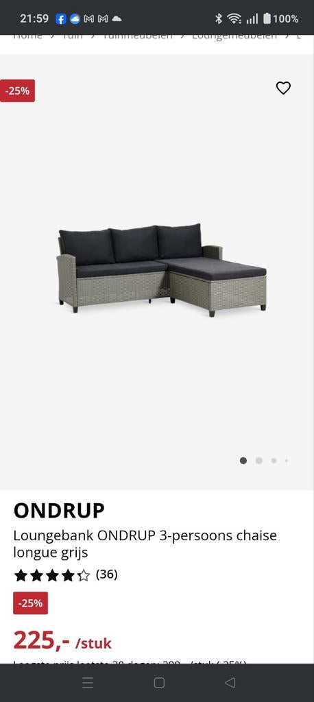 Loungebank jysk, Ophalen of Verzenden, Zo goed als nieuw, Kunststof