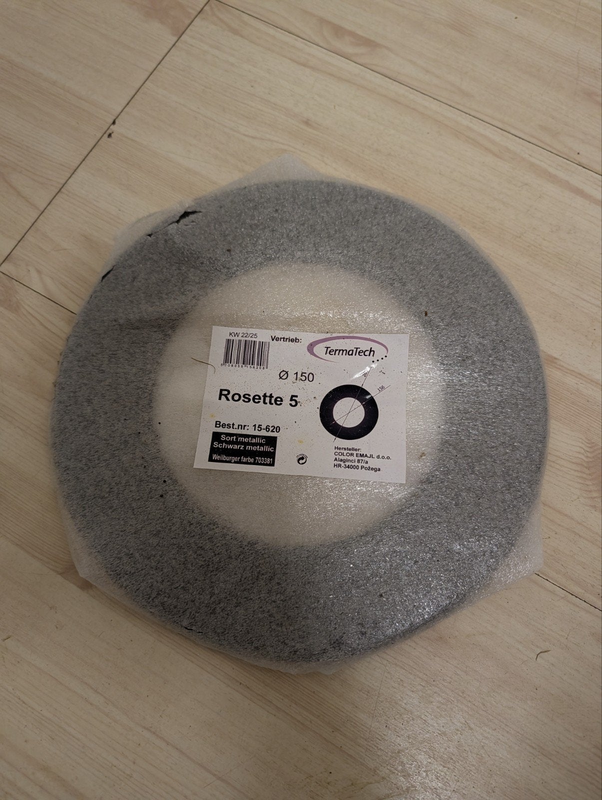 Termatech Rosette 5 afdekrozet kachelpijp Ø 150mm zwart, Ophalen of Verzenden, Zo goed als nieuw, Minder dan 60 cm, Overige typen