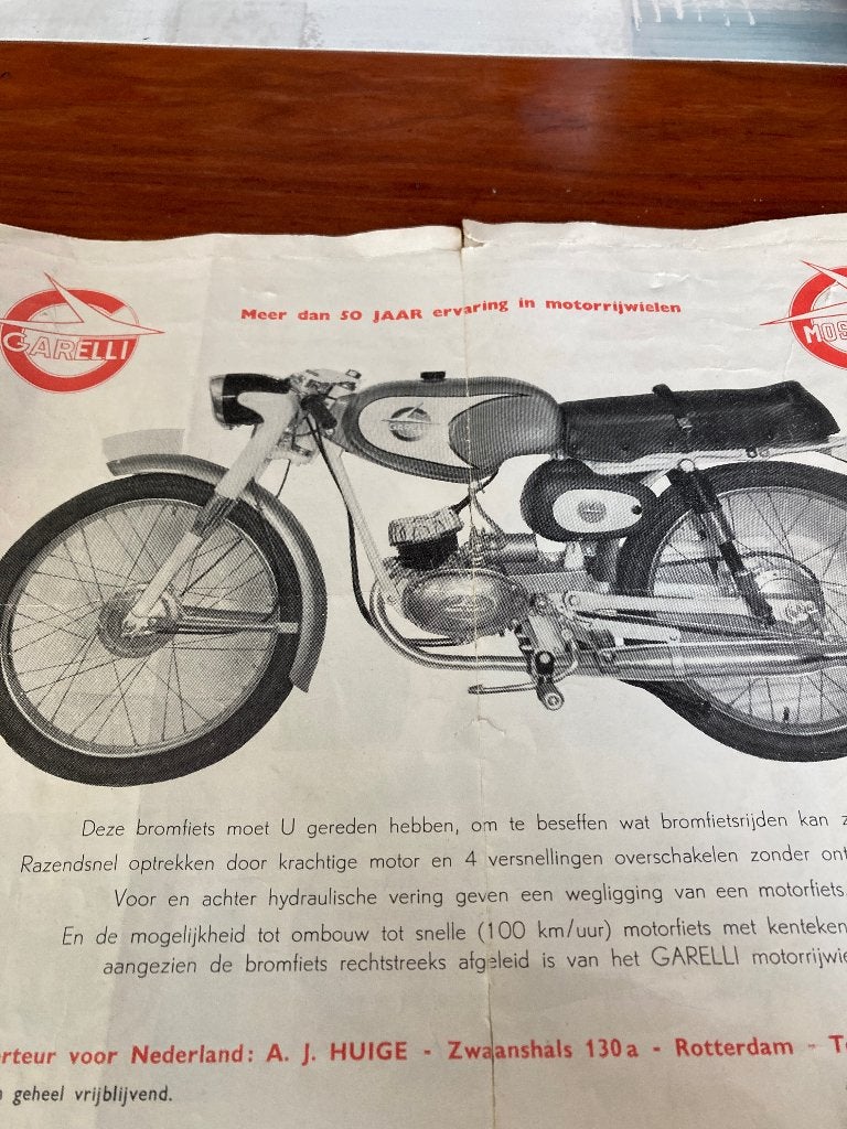 Folder garelli jaren 60, Ophalen of Verzenden, Gebruikt