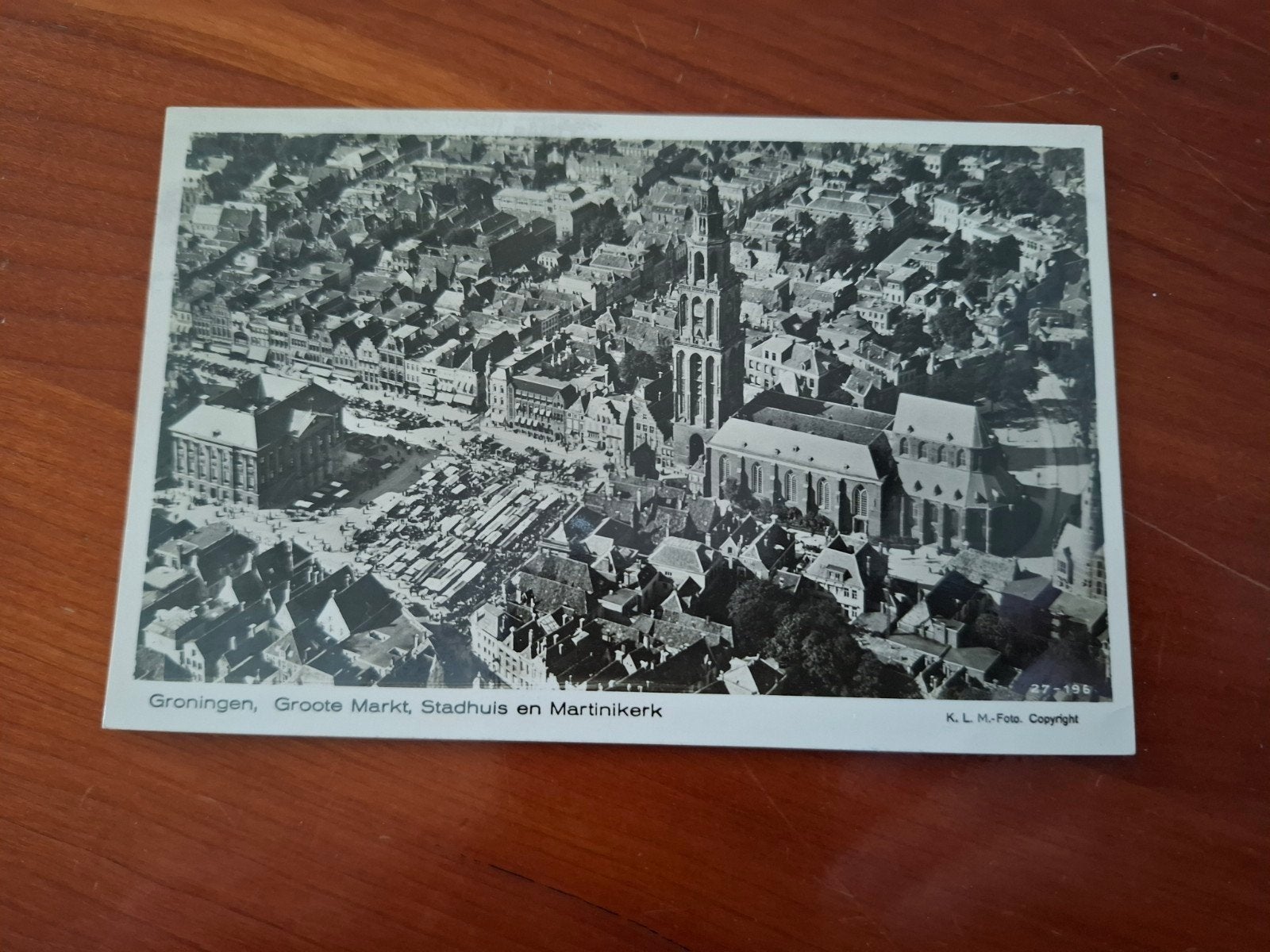 Oude ansichtkaart Groningen Grote Markt Stadhuis Martinikerk, Ophalen of Verzenden, 1940 tot 1960, Gelopen, Groningen