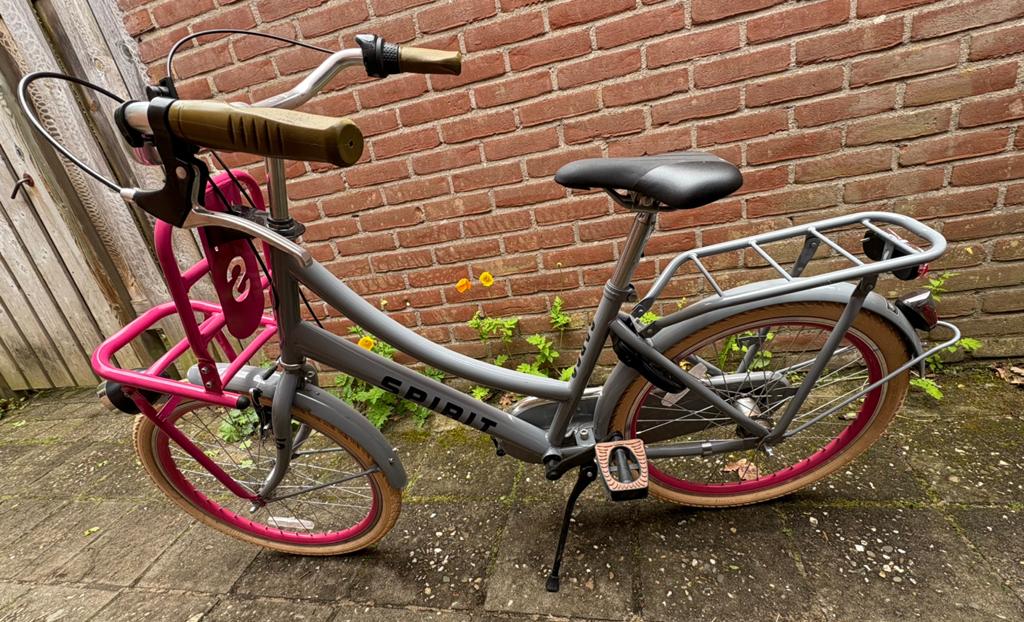 Spirit Meisjesfiets 24 inch - Grijs/Roze, Ophalen, 24 inch, Velgrem, Handrem