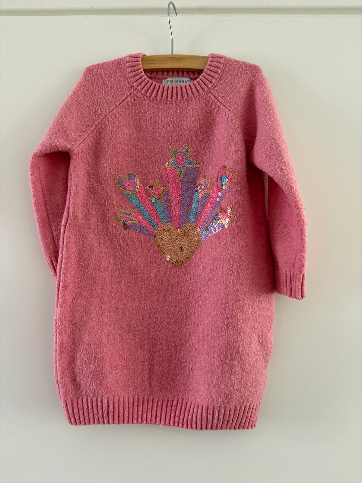 Primark jurk-trui jurk maat 98/104, roze, pailletten, meisje, Kinderen en Baby's, Ophalen of Verzenden, Zo goed als nieuw, Meisje