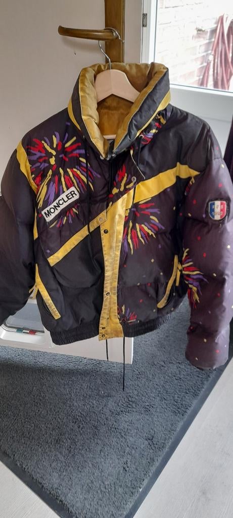 Vintage Moncler Puffer Jas - Uniek Design, Moncler, Maat 48/50 (M), Zwart, Ophalen of Verzenden