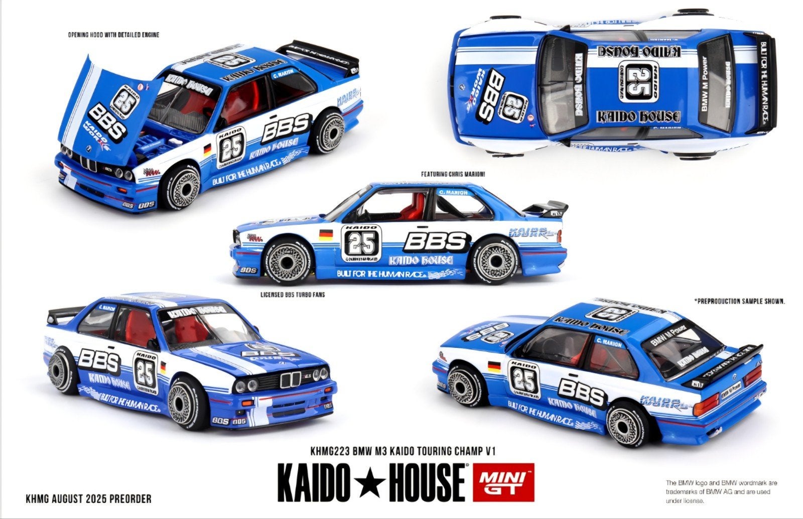 Mini Gt – 1989 BMW M3 (E30) *Kaido Touring Chapm V1*, blue/w