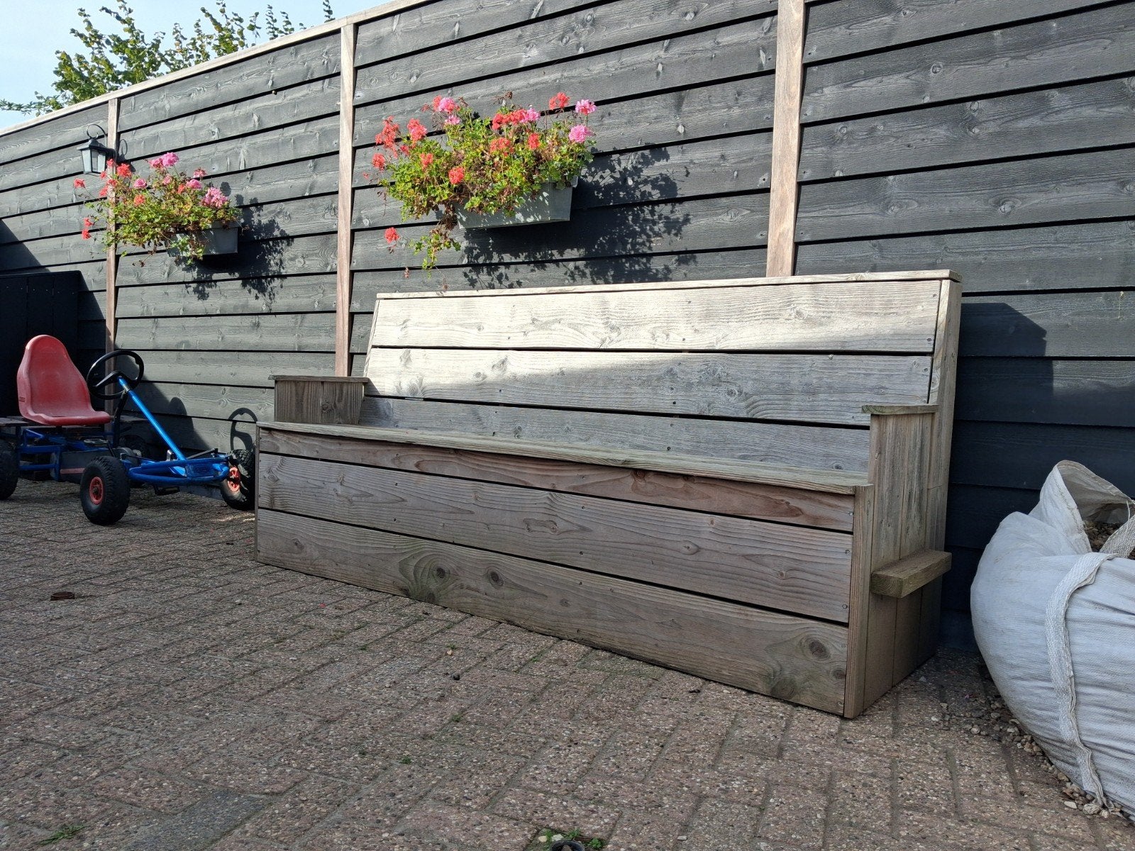 Mooie Douglas houten bank - 220 cm breed, Tuin en Terras, Ophalen, Gebruikt, Hout