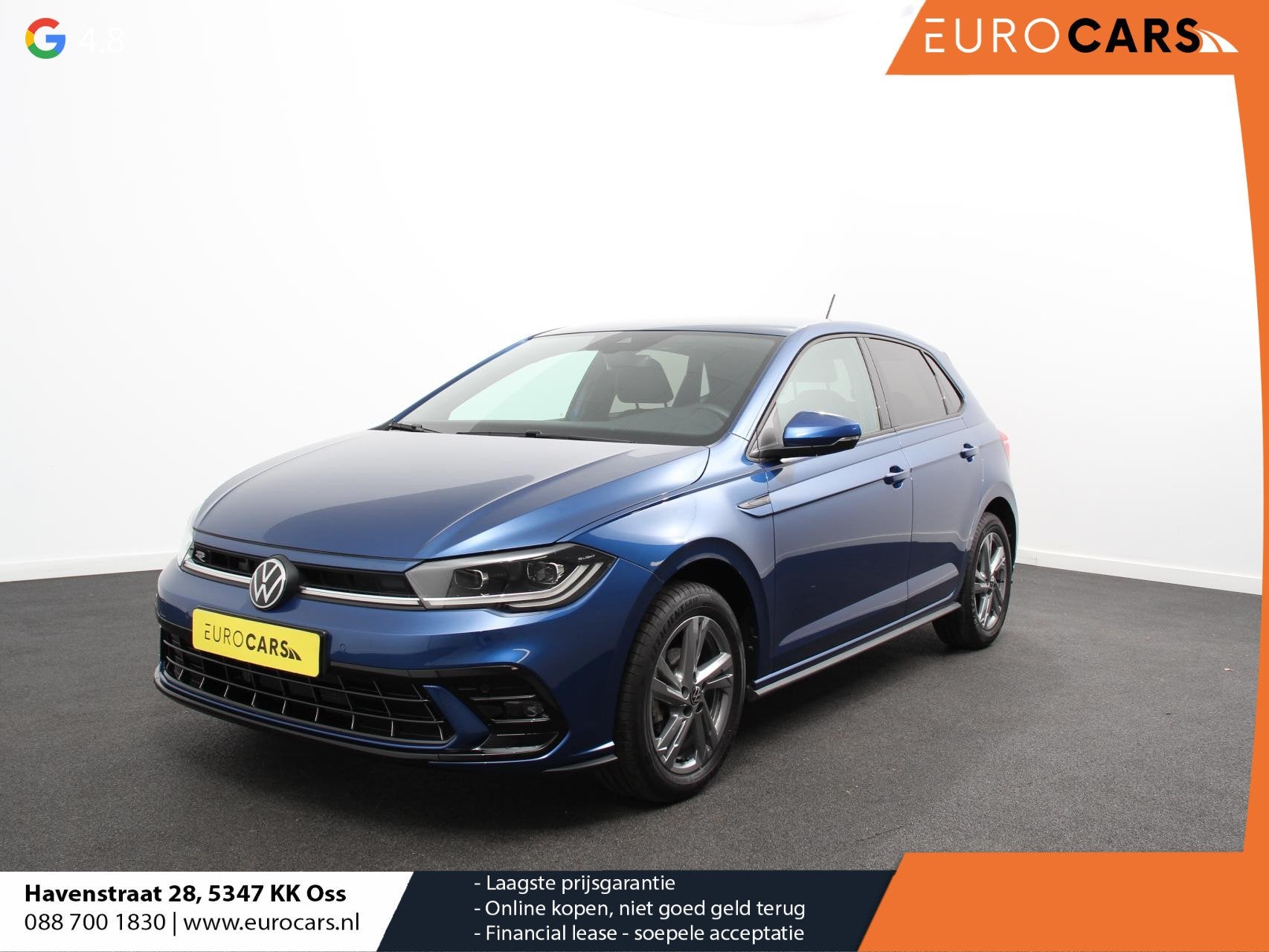 Volkswagen Polo 1.0 TSI R-Line Automaat Camera Parkeer senso, Auto's, Volkswagen, Stof, 95 pk, Blauw, Bedrijf