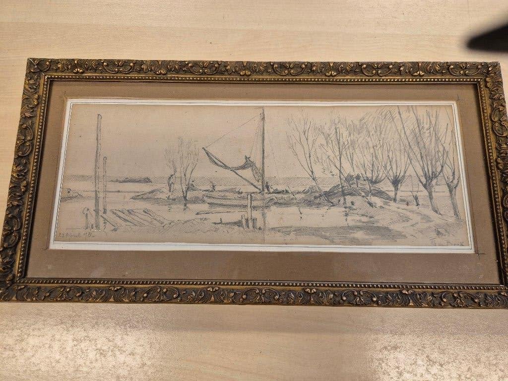 Theophile de Bock, Antiek en Kunst, Ophalen of Verzenden, Tekening, Houtskooltekening, Handgemaakt