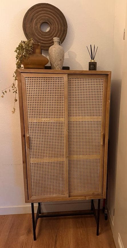 Webbing Sumatra Kast met metalen poten - 150x76x42 cm, Ophalen, Gebruikt, 100 tot 150 cm, 50 tot 100 cm