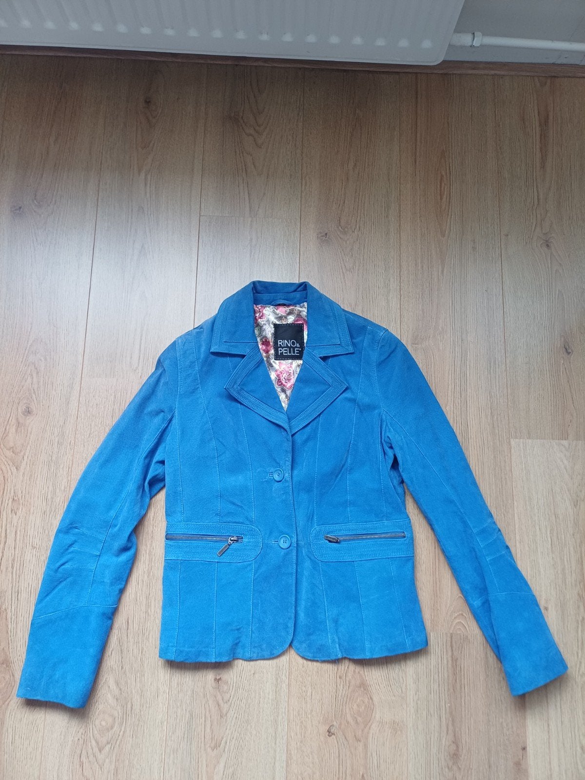 Rino&Pelle suède blauwe jas maat 40, Maat 38/40 (M), Blauw, Ophalen of Verzenden, Zo goed als nieuw