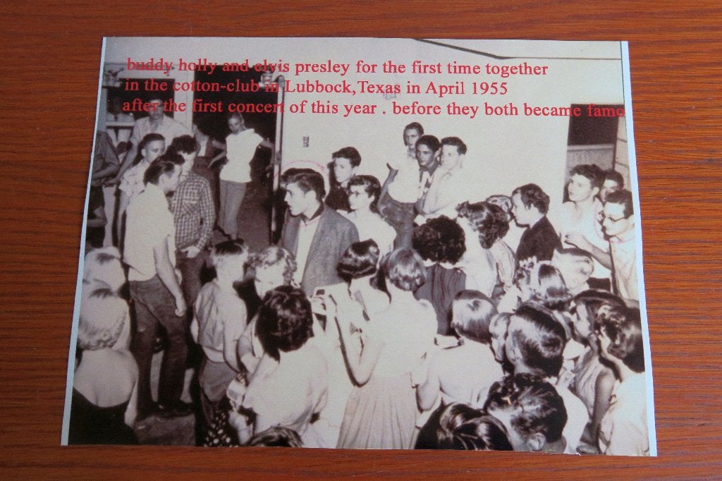 Elvis Presley Budy Holly repro foto april 1955 Rock & Roll, Ophalen of Verzenden, Zo goed als nieuw, Foto of Kaart