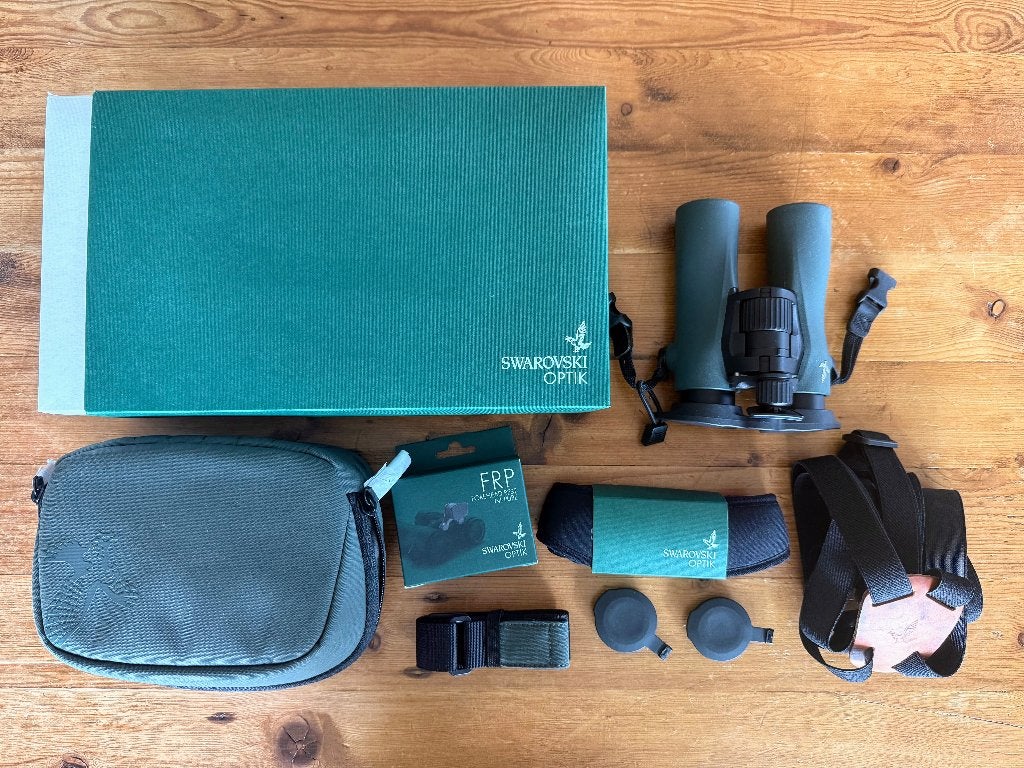 Swarovski NL Pure 8x32 groen + FRP hoofdsteun – z.g.a.n., Dakkant (recht), Ophalen of Verzenden, Zo goed als nieuw, 8 tot 12x
