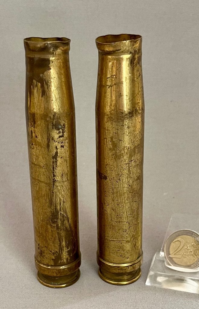 Twee Patroonhulzen van FLAK 20 mm., Gemerkt met WA-stempel, Verzamelen, Ophalen of Verzenden, Landmacht, Duitsland, Hulzen of Bodemvondsten