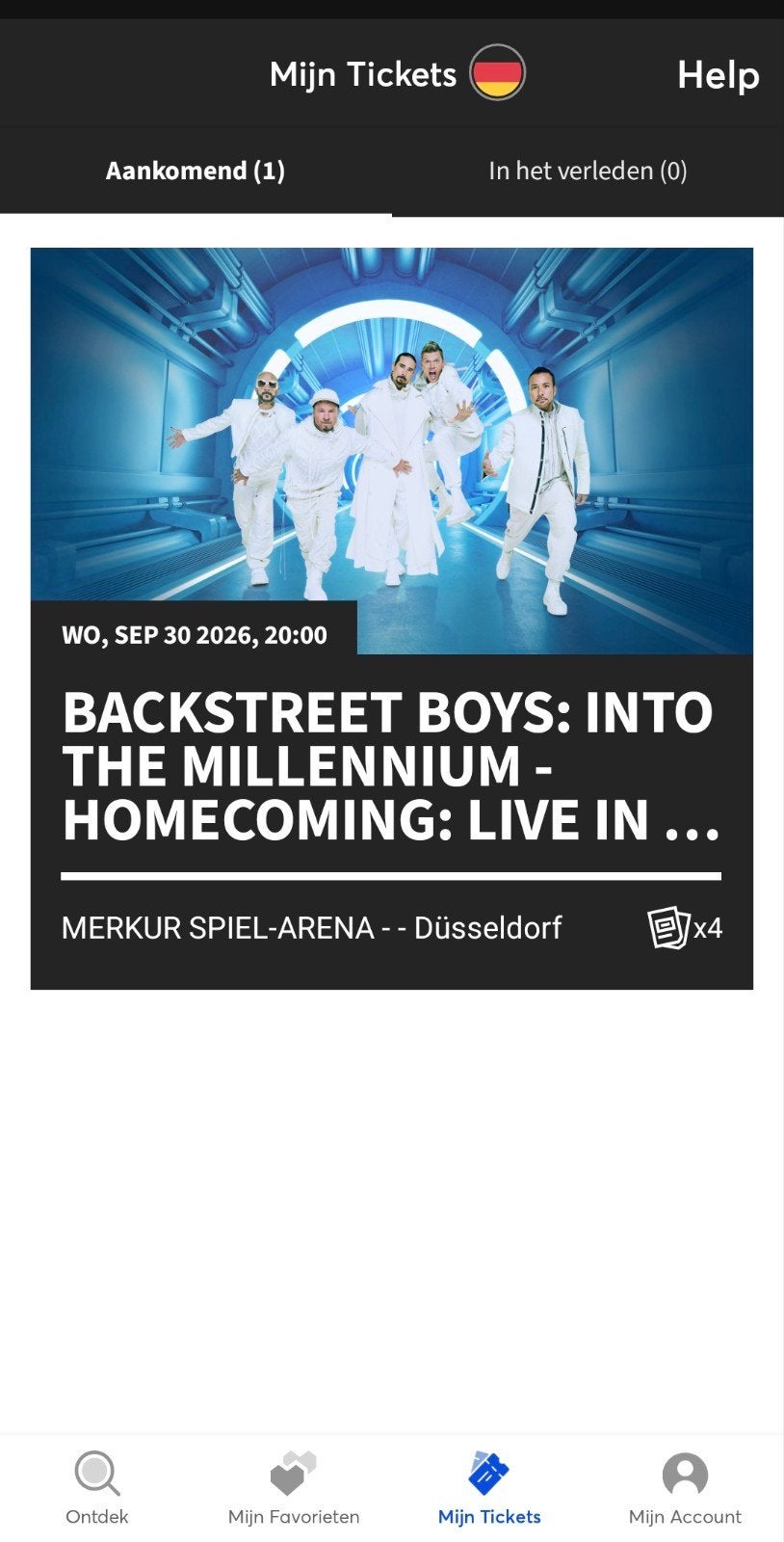 Kaartje Backstreetboys, Eén persoon, September