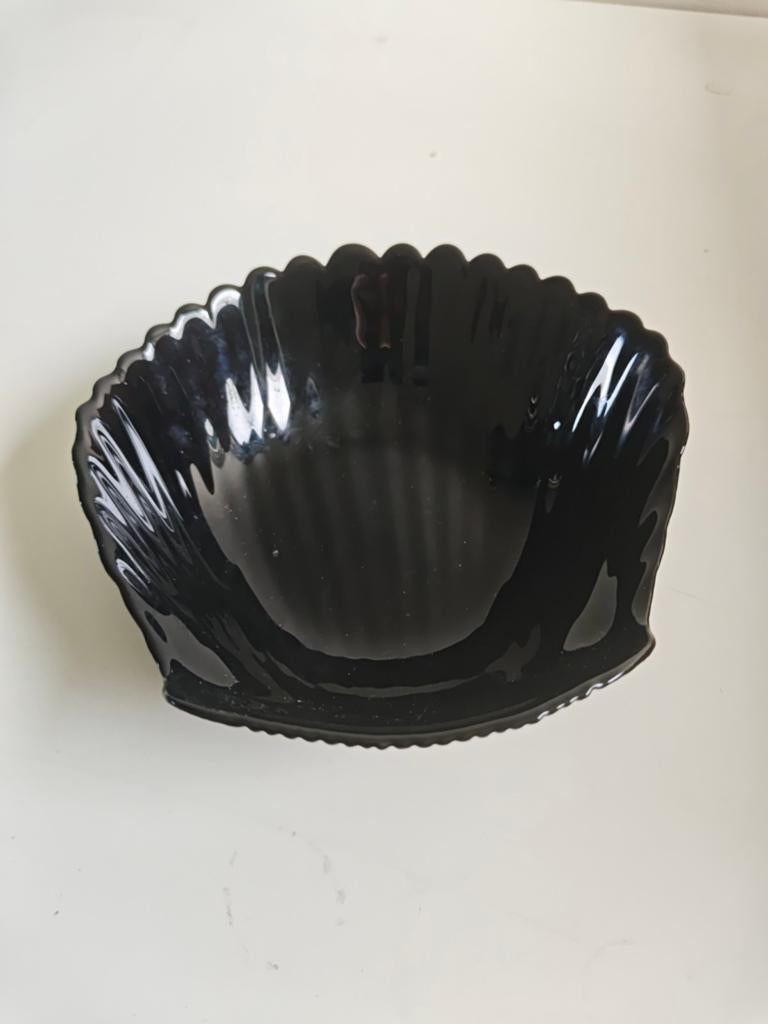 Vintage Zwart Glazen Schelp Schaal, Ophalen of Verzenden
