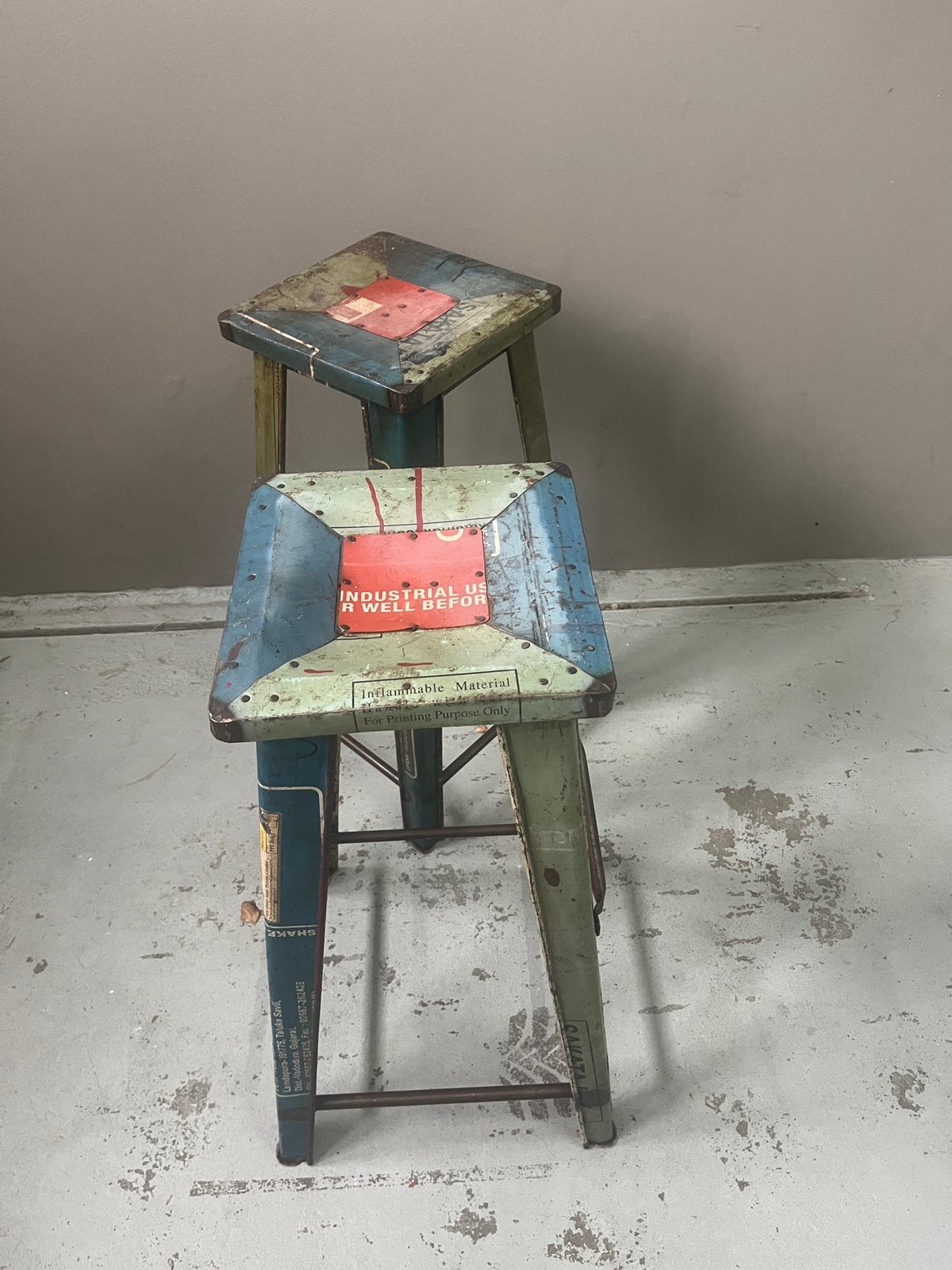 Vintage bar kruk, Ophalen, Gebruikt, 60 tot 90 cm, Metaal