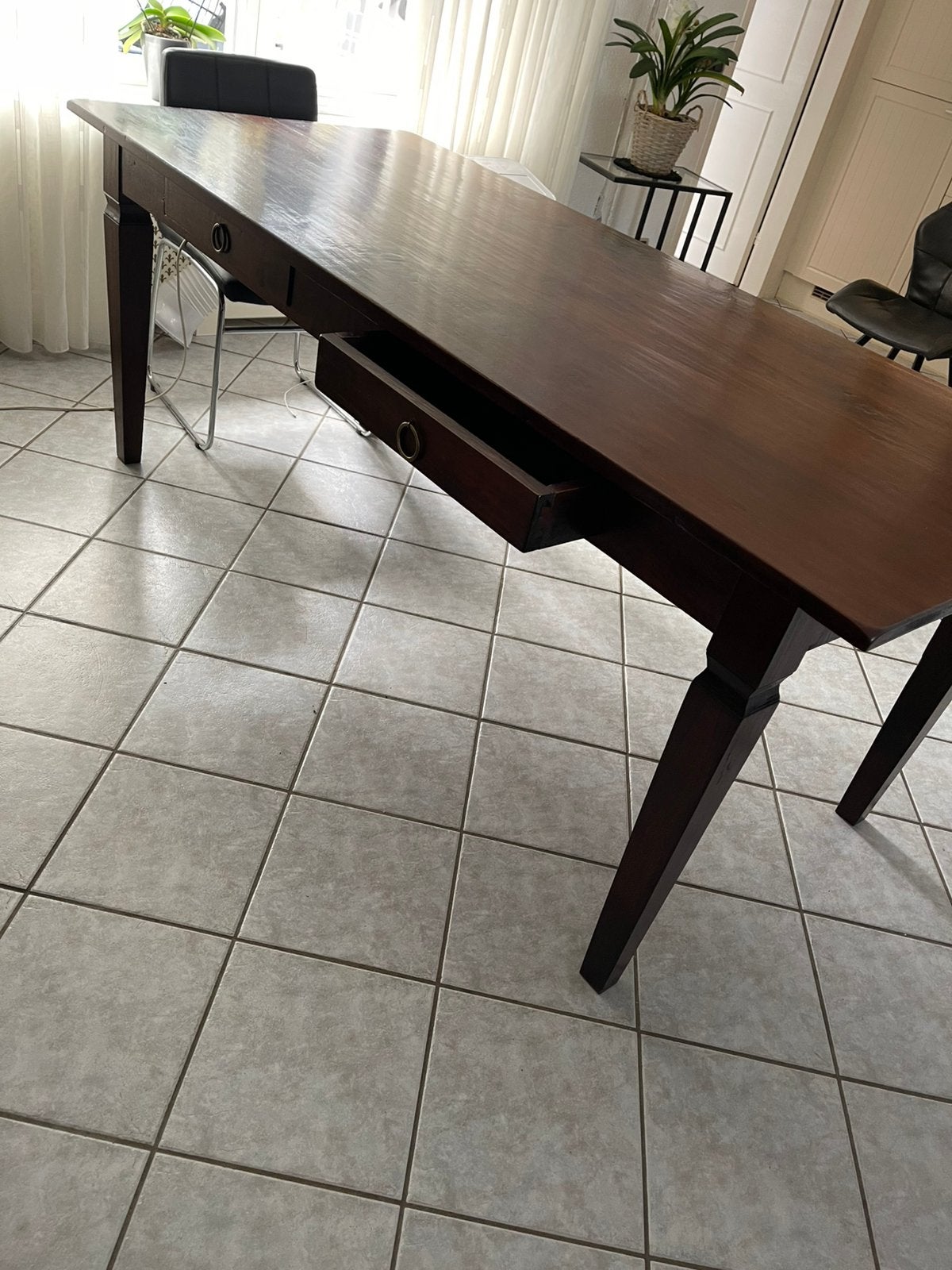Tafel koloniaal met 2 lade, Ophalen, Gebruikt, 200 cm of meer, 50 tot 100 cm